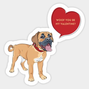 Woof You Be My Valentine? Romantic Boerboel Dog Sticker